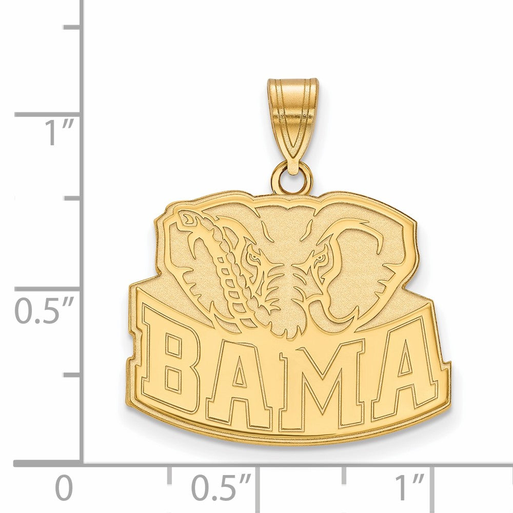 14K Yellow Gold Logoart University Of Alabama Elephant Large Pendant