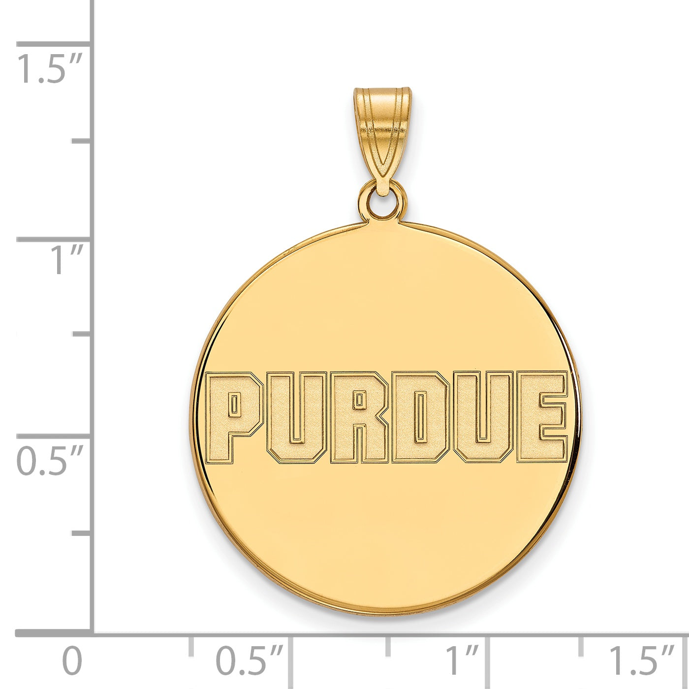 14K Yellow Gold Logoart Purdue University Block Type Extra Large Disc Pendant