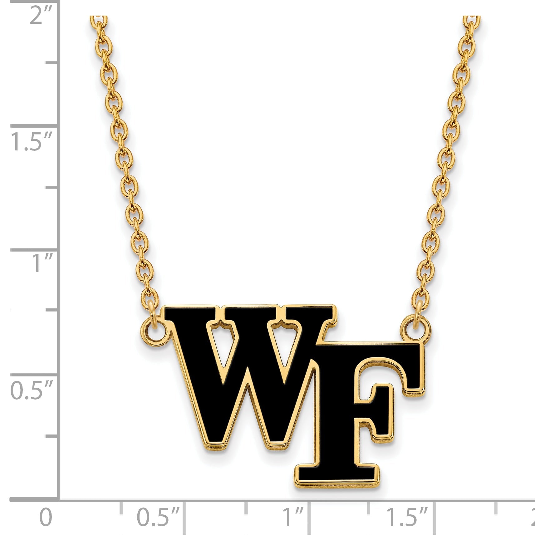 Gold Plated Sterling Silver Logoart Wake Forest University W F Large Enameled Pendant 18 Inch Necklace