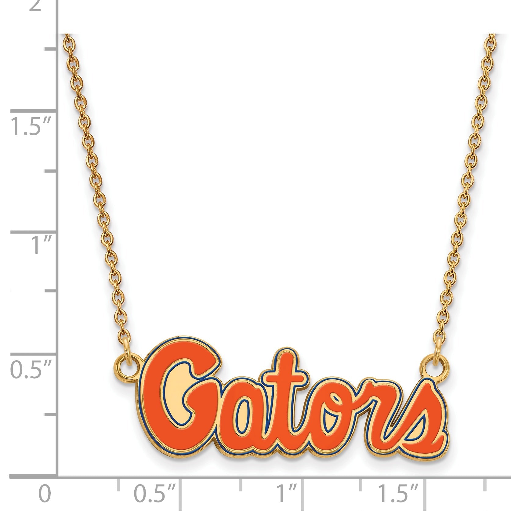 Gold Plated Sterling Silver Logoart University Of Florida Gators Script Small Enameled Pendant 18 Inch Necklace