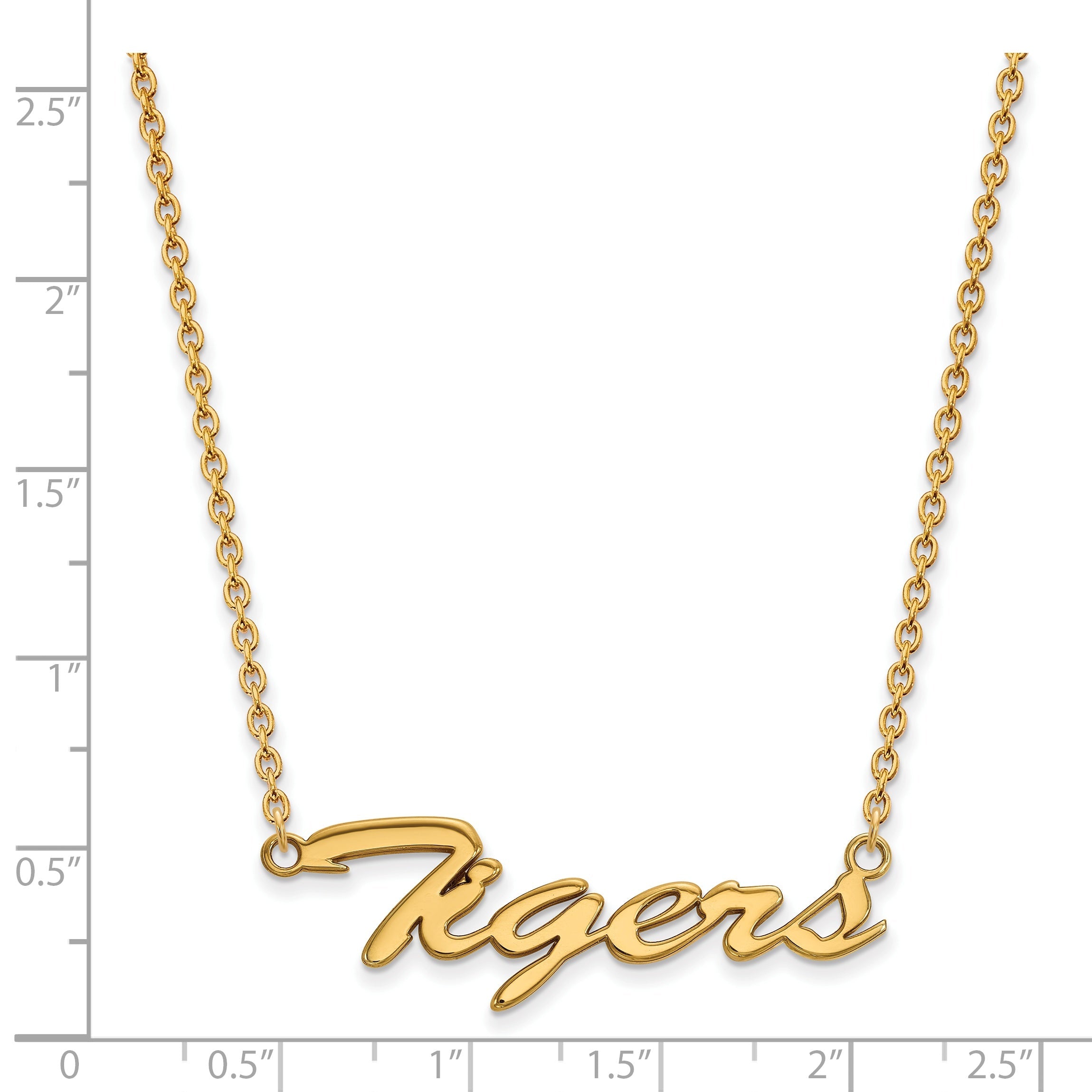 Gold Plated Sterling Silver Logoart Louisiana State University Tigers Script Medium Pendant 18 Inch Necklace