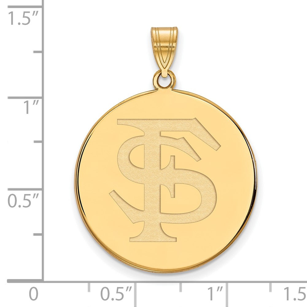 14K Yellow Gold Logoart Florida State University F S Extra Large Disc Pendant