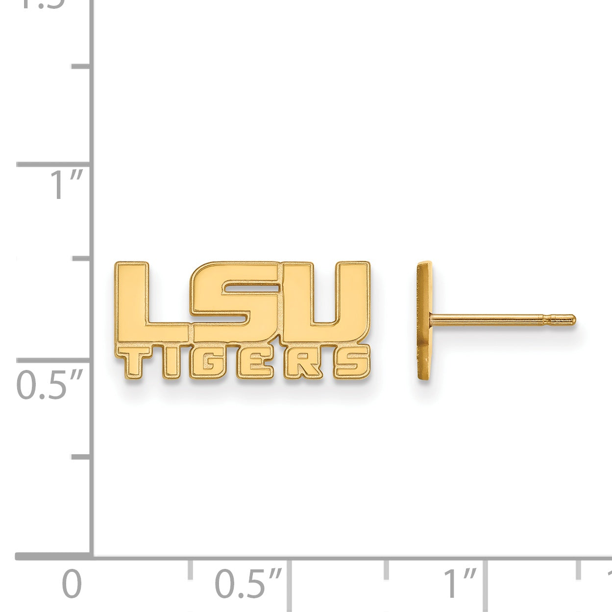14K Yellow Gold Logoart Louisiana State University L S U Tigers Extra Small Post Earrings