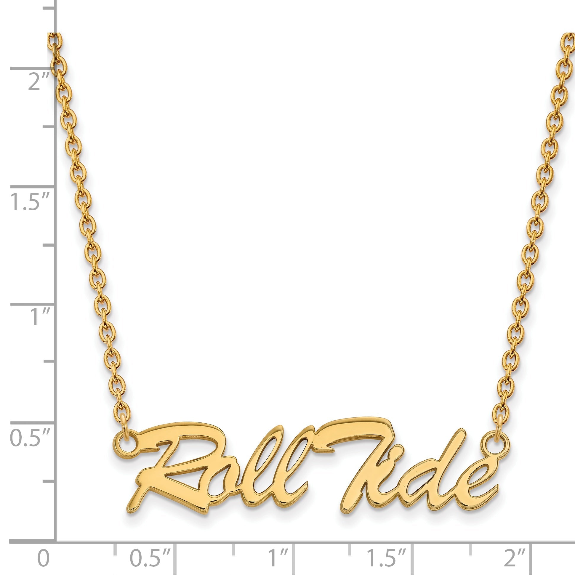 Gold Plated Sterling Silver Logoart University Of Alabama Roll Tide Script Large Pendant 18 Inch Necklace