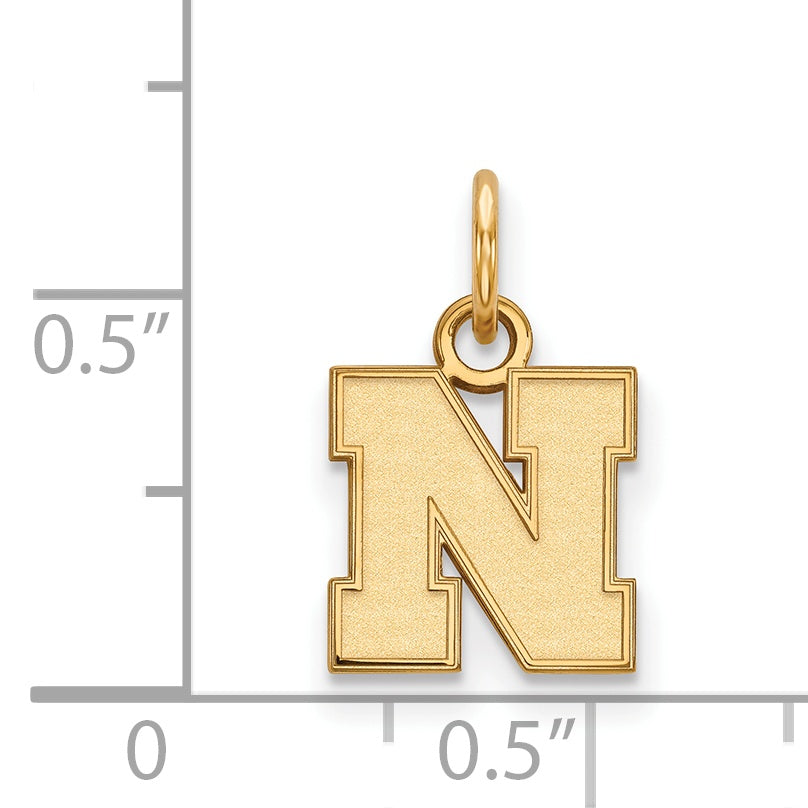 Gold Plated Sterling Silver Logoart University Of Nebraska Letter N Extra Small Pendant