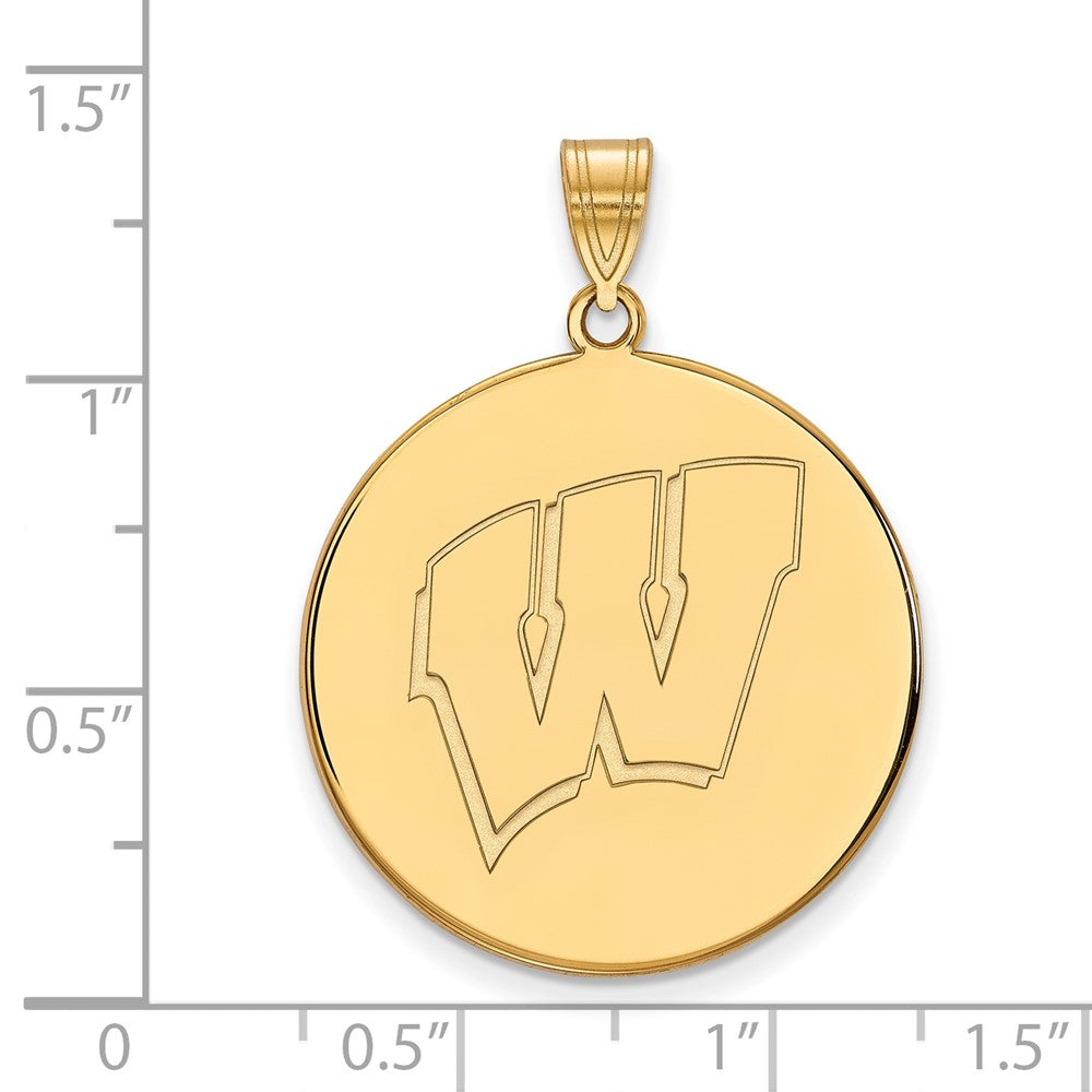 14K Yellow Gold Logoart University Of Wisconsin Letter W Extra Large Disc Pendant