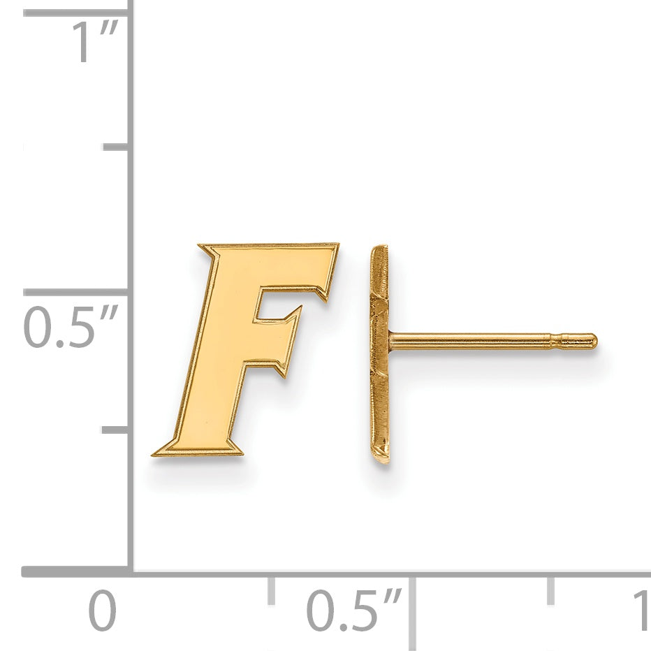 14K Yellow Gold Logoart University Of Florida Letter F Extra Small Post Earrings