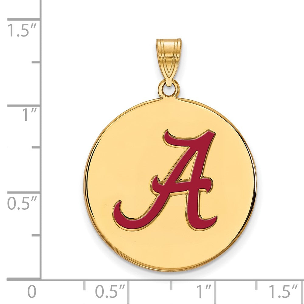 Gold Plated Sterling Silver Logoart University Of Alabama Letter A Extra Large Enameled Disc Pendant
