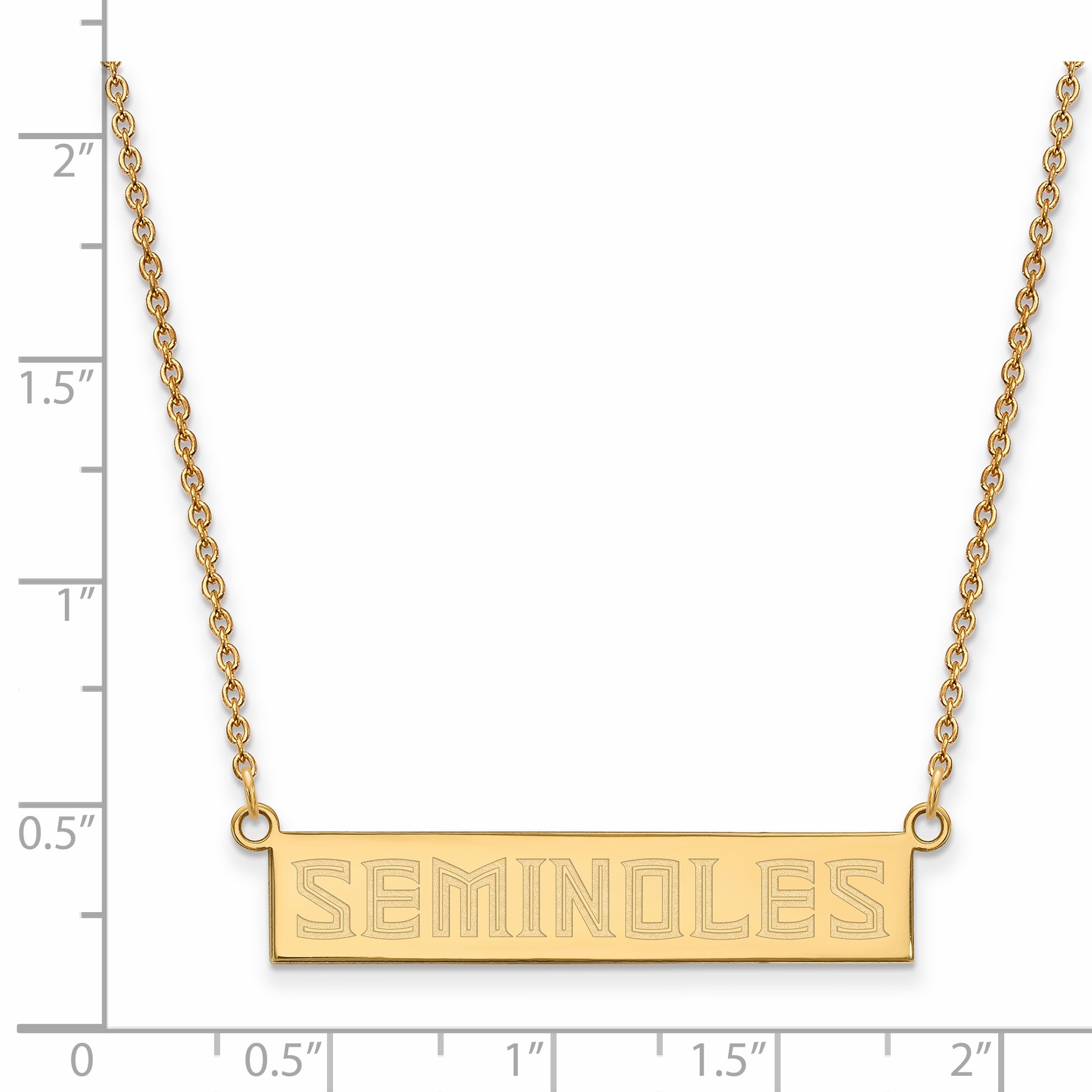 Gold Plated Sterling Silver Logoart Florida State University Seminoles Small Bar 18 Inch Necklace