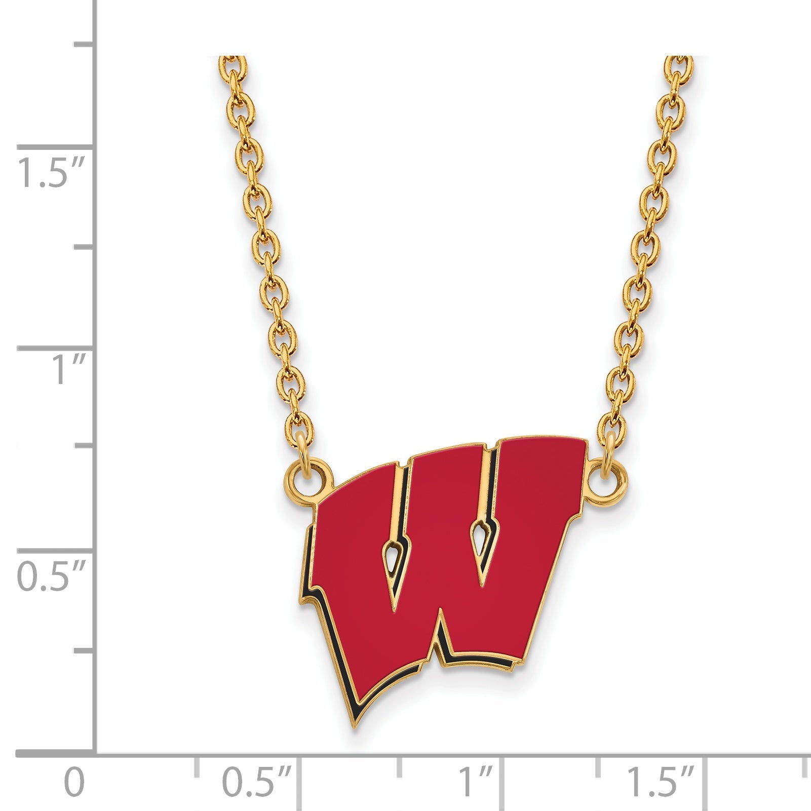 Gold Plated Sterling Silver Logoart University Of Wisconsin Letter W Large Enameled Pendant 18 Inch Necklace