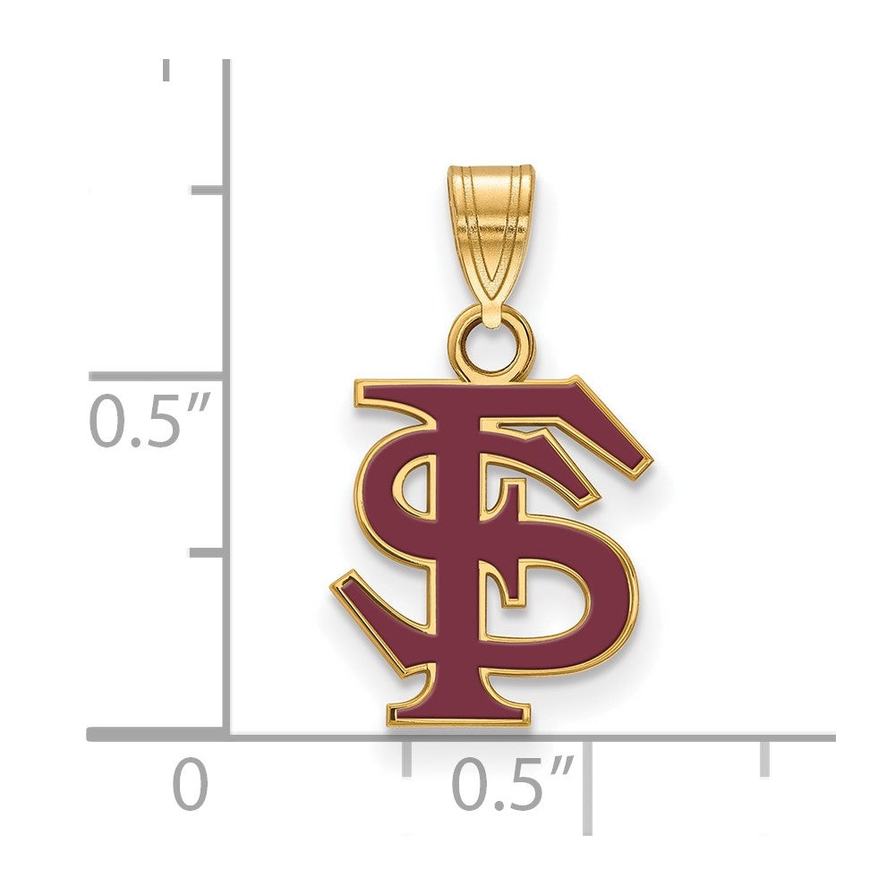 Gold Plated Sterling Silver Logoart Florida State University F S Medium Enameled Pendant