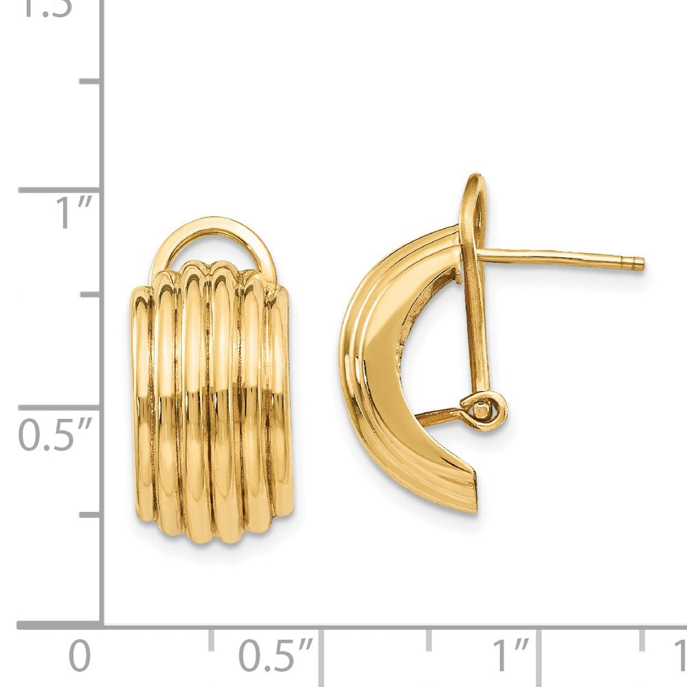 14K Yellow Gold Polished Fancy Omega Back Post Earrings
