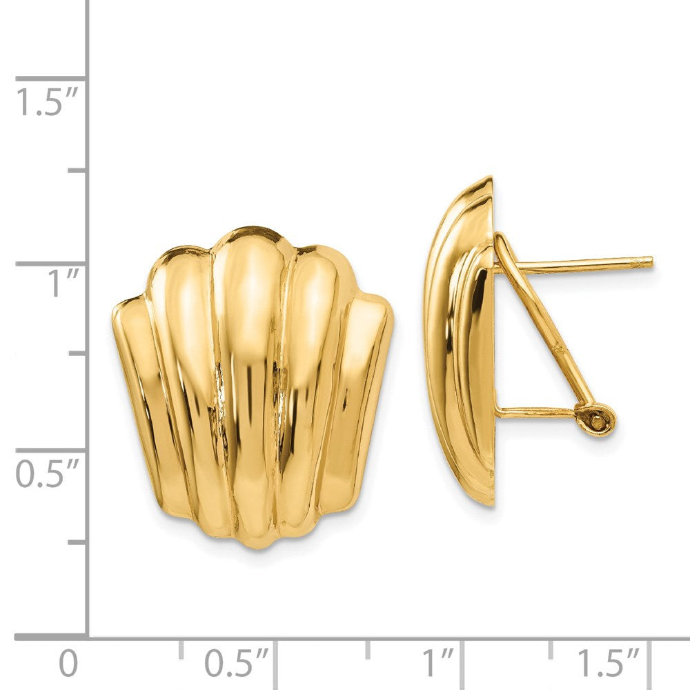 14K Yellow Gold Polished Fancy Omega Back Post Earrings