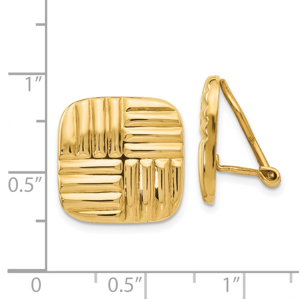 14K Yellow Gold Non Pierced Basket Weave Earrings