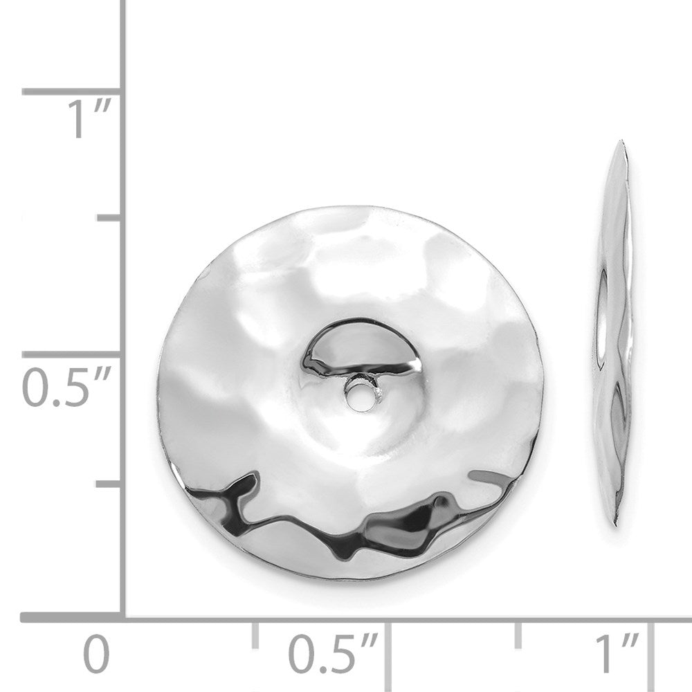 14K White Gold Polished Hammered Disc Earring Jackets