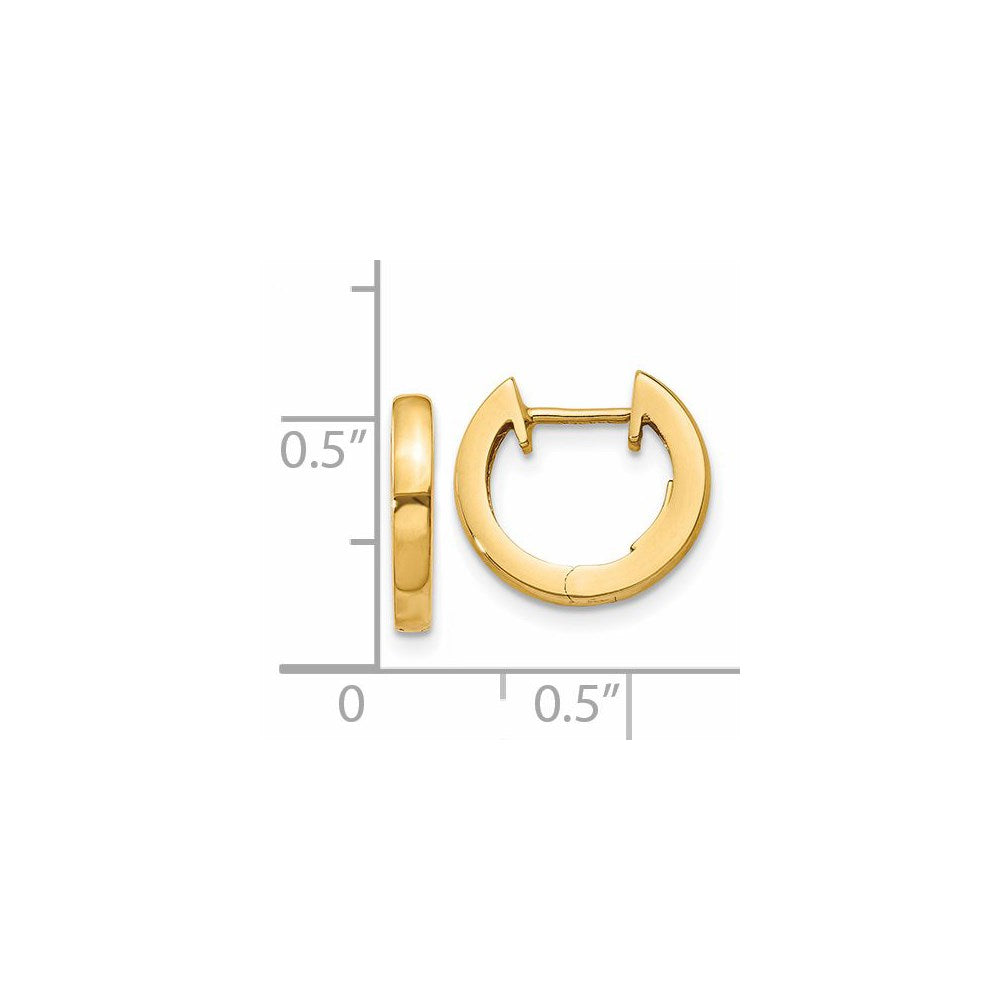 14K Yellow Gold Polished 2mm Hinged Hoop Earrings