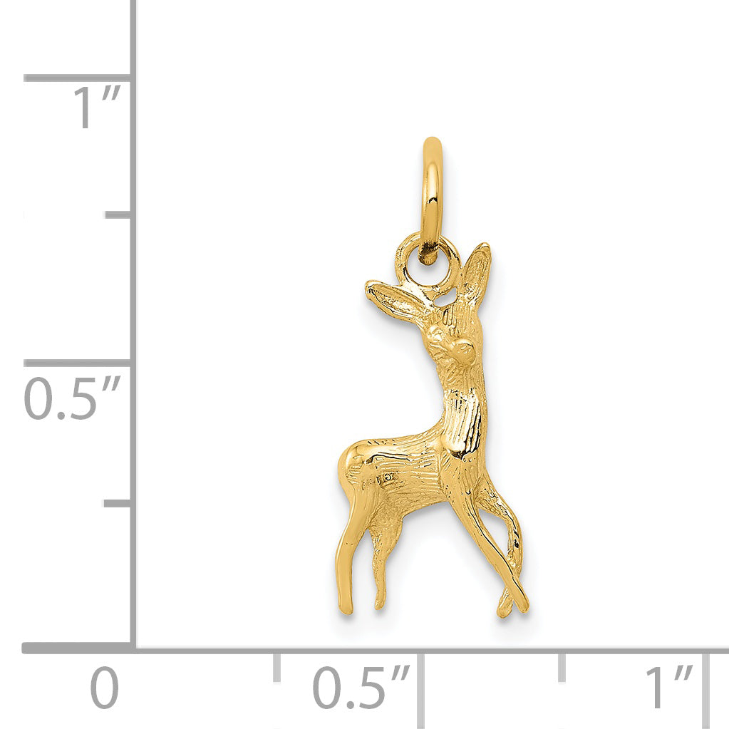 14K Yellow Gold Polished Open-Backed Deer Charm