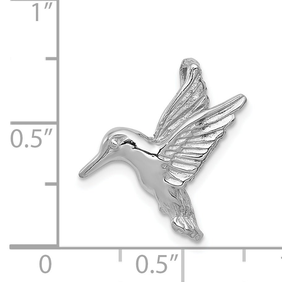 14K White Gold Polished Open-Backed Hummingbird Chain Slide