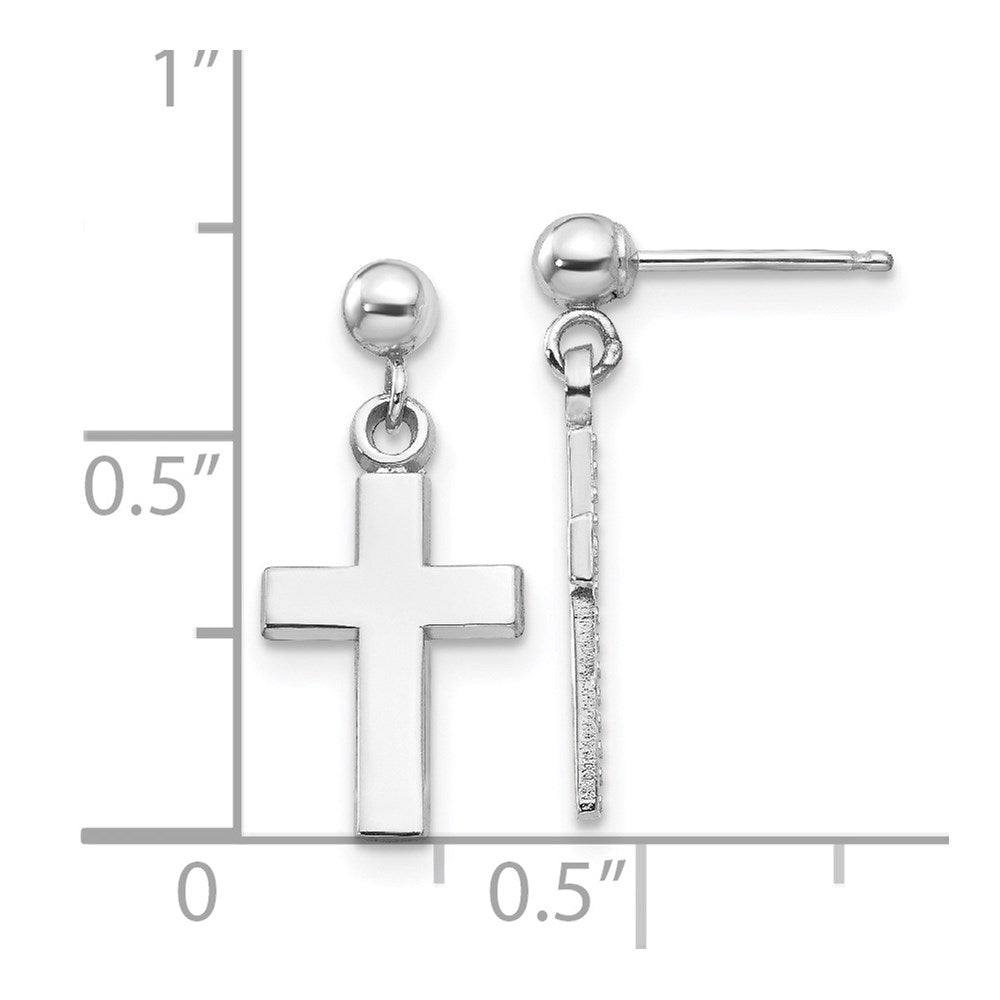 14K White Gold Polished Cross Earrings