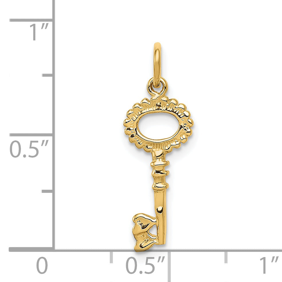 14K Yellow Gold Polished Key Charm