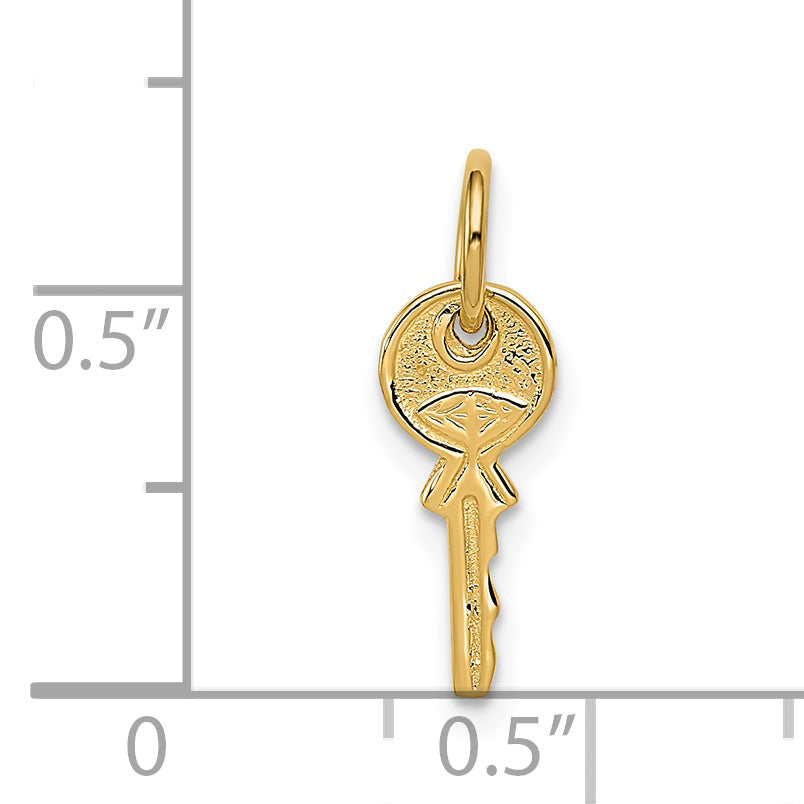 14K Yellow Gold Polished 3D Rounded Top Key Charm