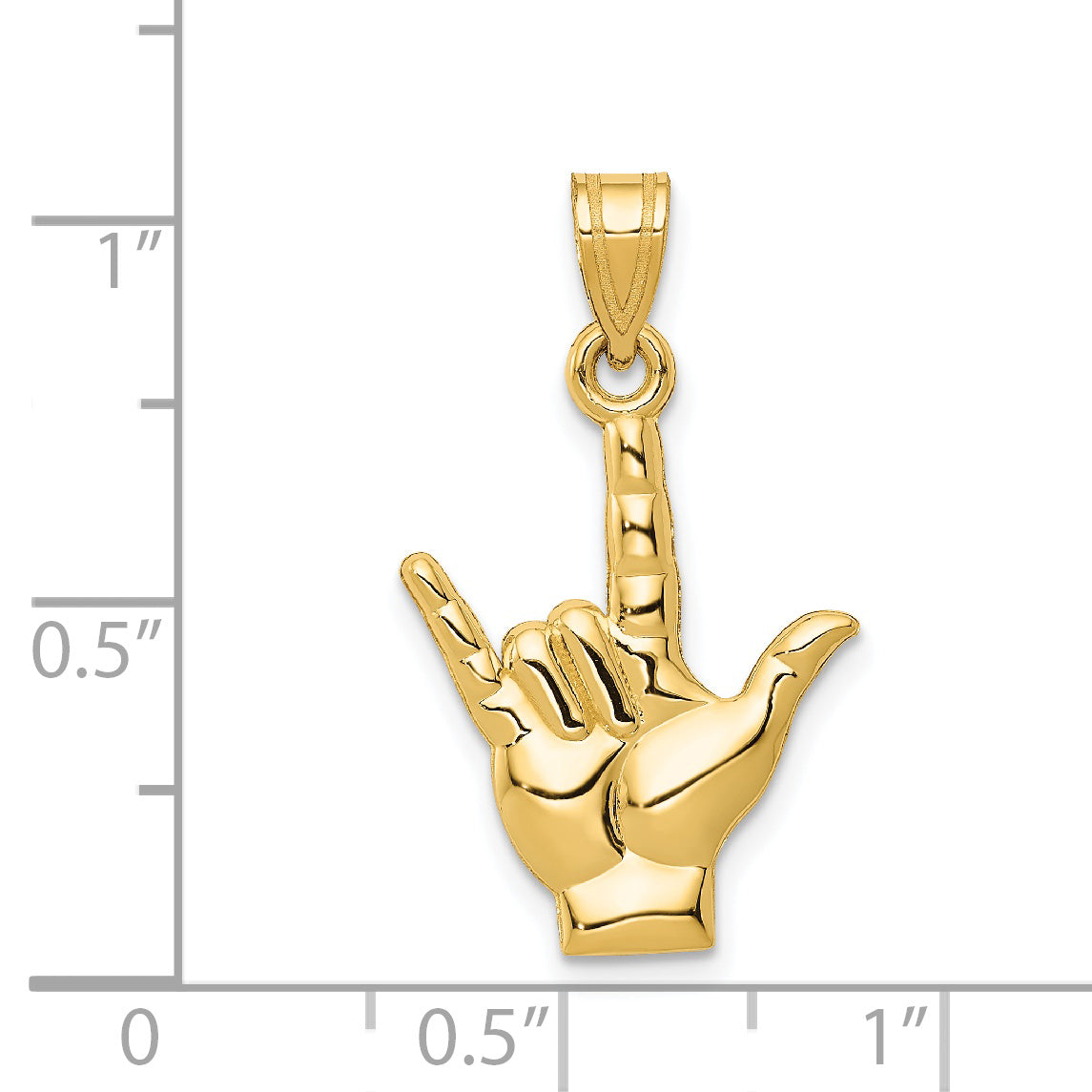 14K Yellow Gold Polished I Love You Hand/Sign Language Charm