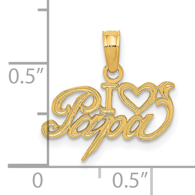 14K Yellow Gold I Heart Papa Charm