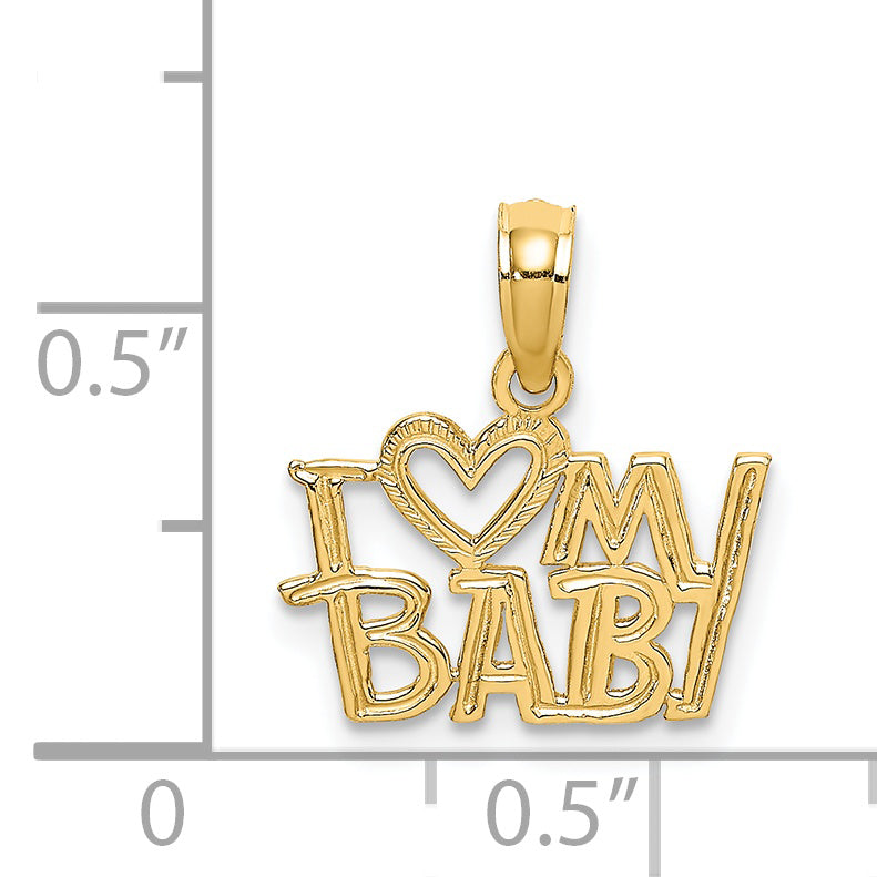 14K Yellow Gold I Heart My Baby Charm