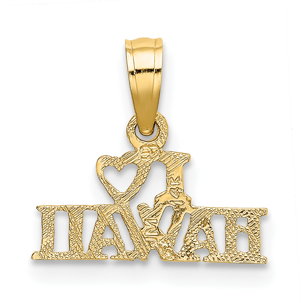 14K Yellow Gold I Heart Hawaii Charm