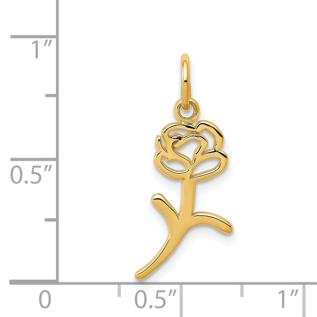 14K Yellow Gold Rose Charm