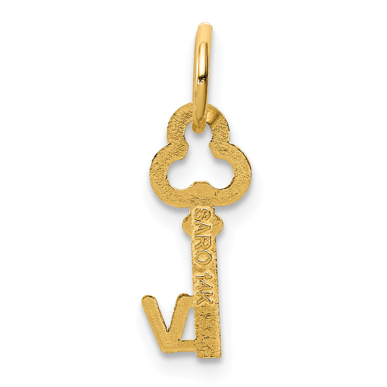 14K Yellow Gold Key Letter V Initial Charm