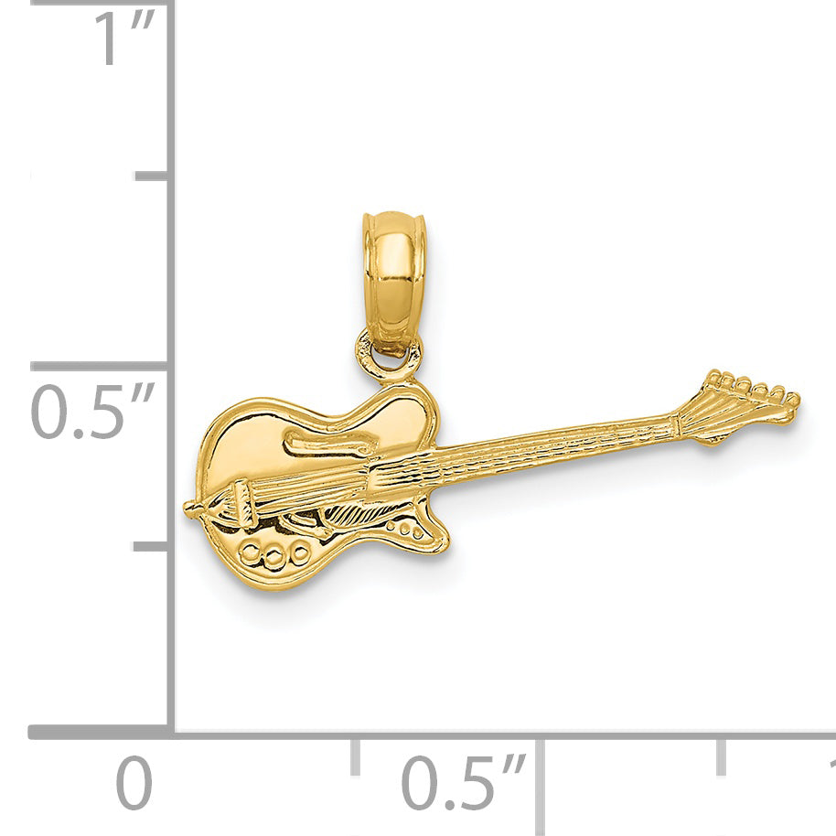 14K Yellow Gold Electric Guitar Pendant
