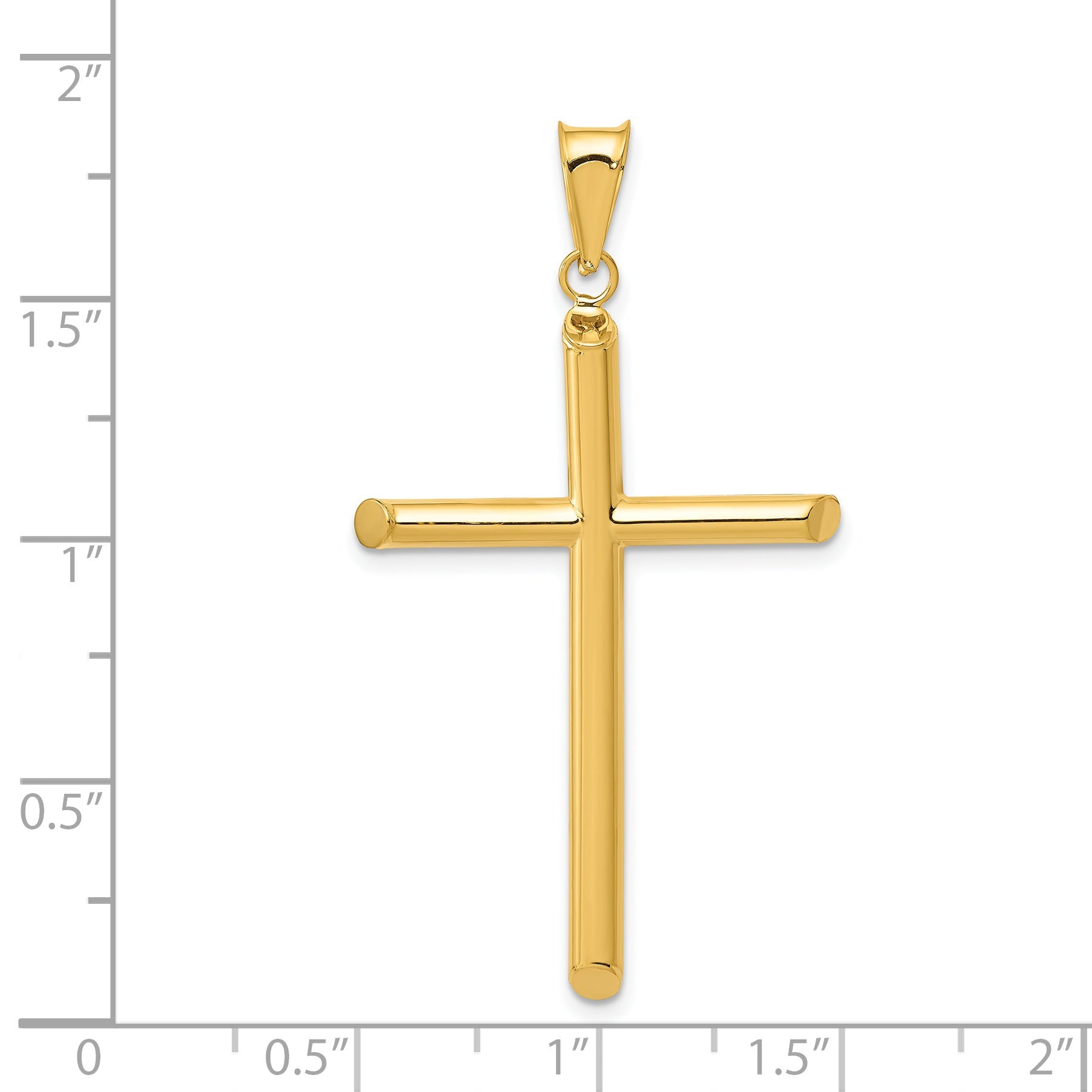 14K Yellow Gold 3-D Polished Hollow Cross Pendant