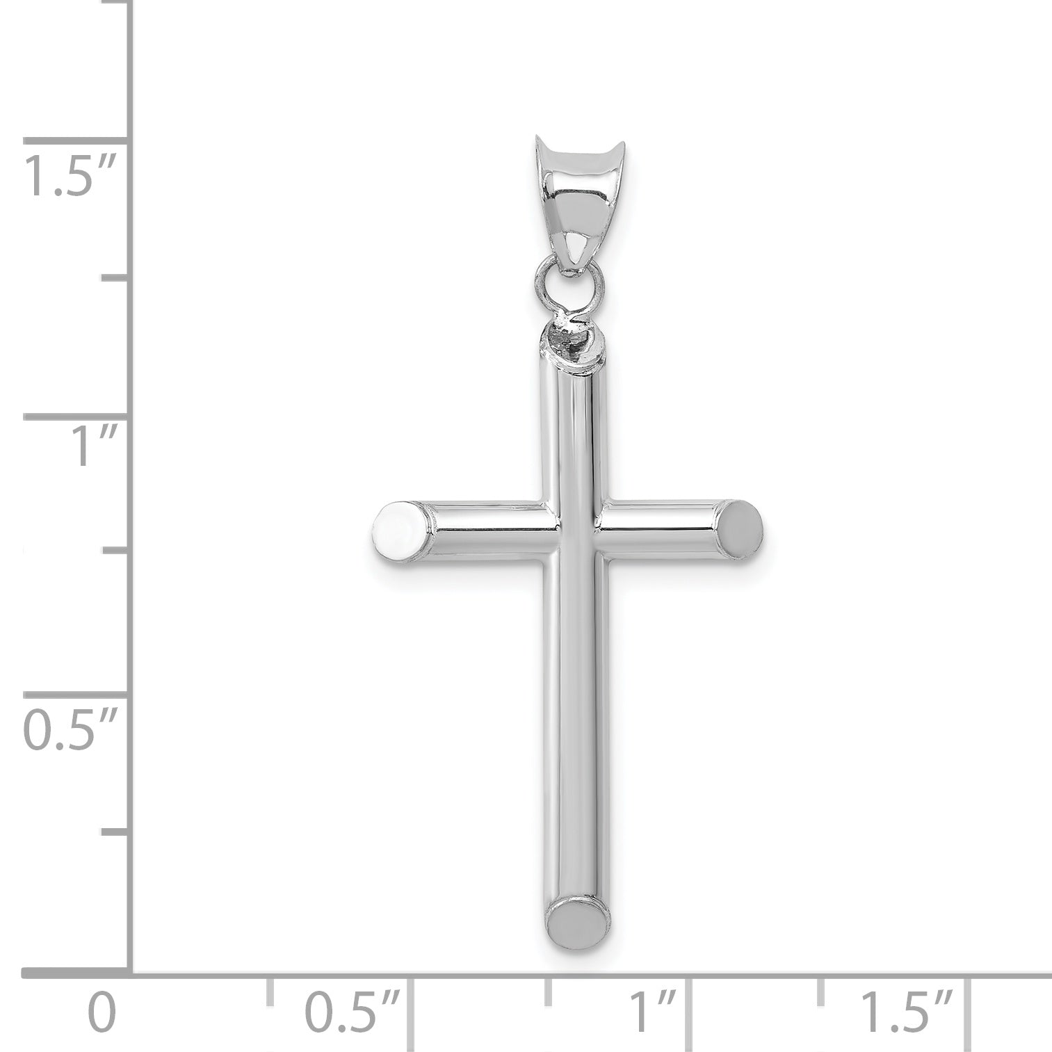 14K White Gold Hollow Cross Pendant