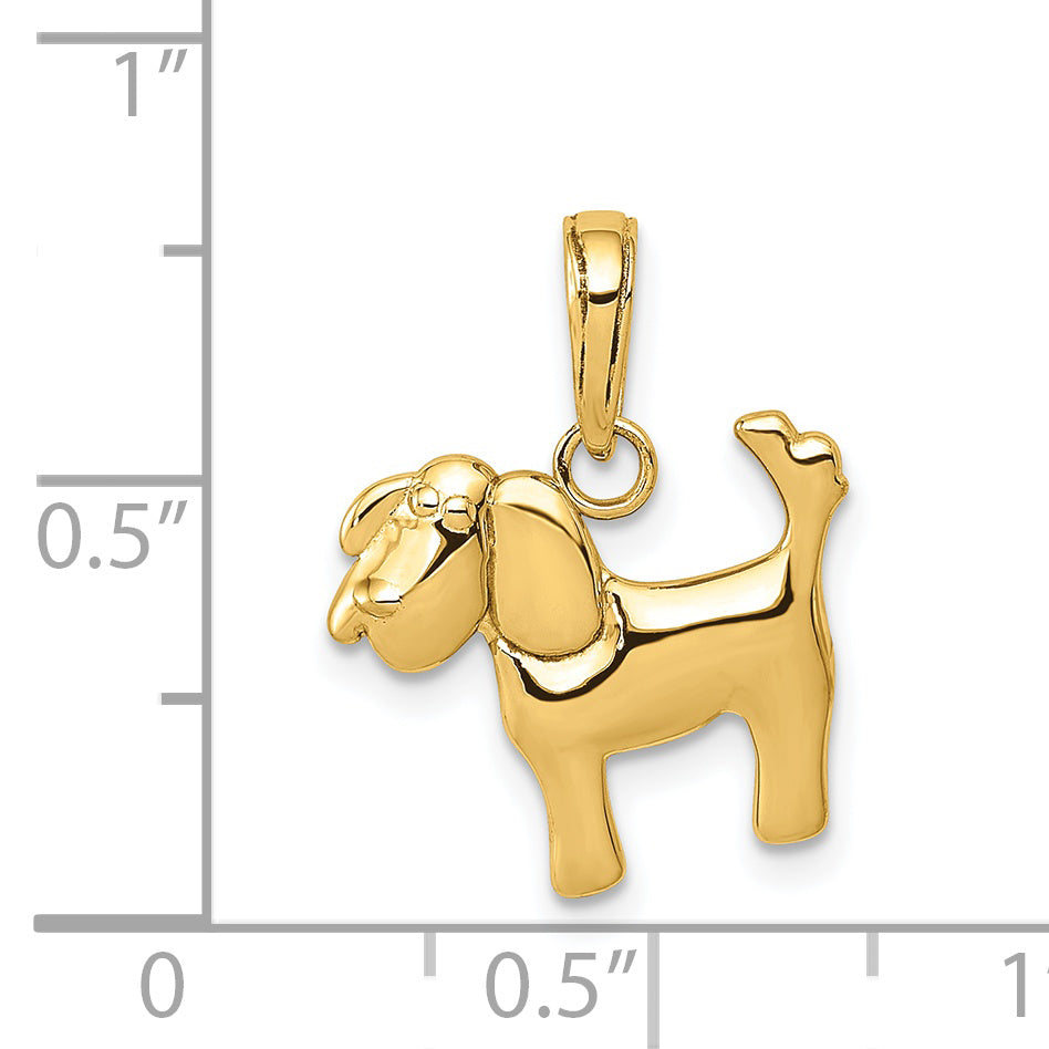 14K Yellow Gold Polished Dog Charm