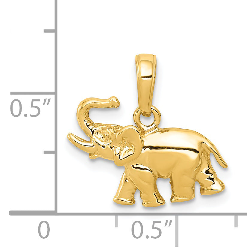 14K Yellow Gold Polished Elephant Charm
