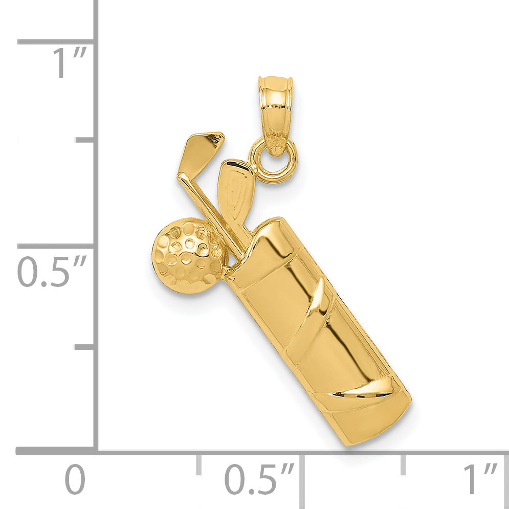 14K Yellow Gold Polished Golf Bag Charm