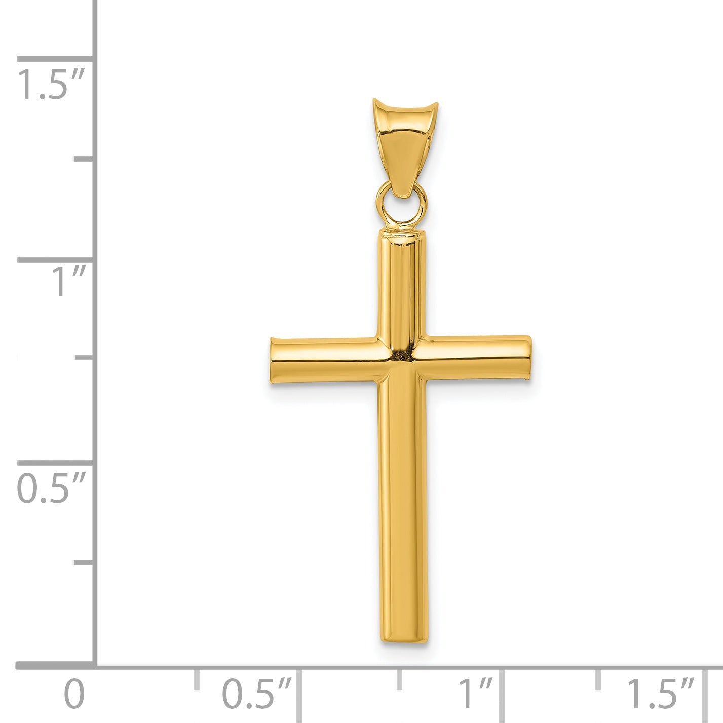 14K Yellow Gold Polished Hollow Cross Pendant