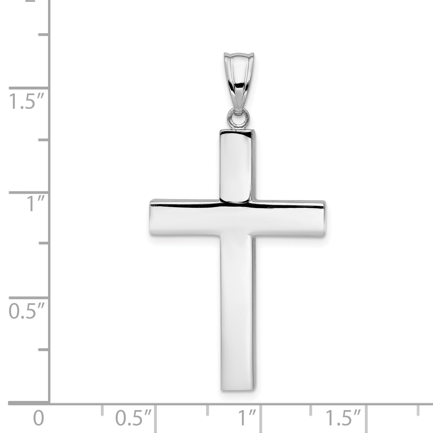 14K White Gold Polished Hollow Cross Pendant