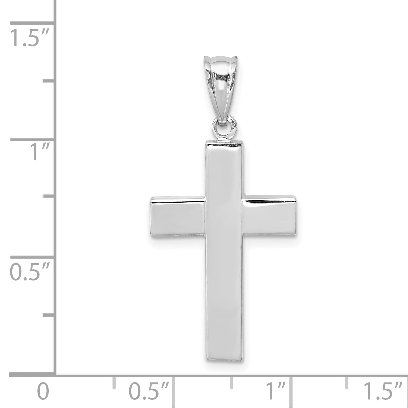 14K White Gold Polished Hollow Cross Pendant