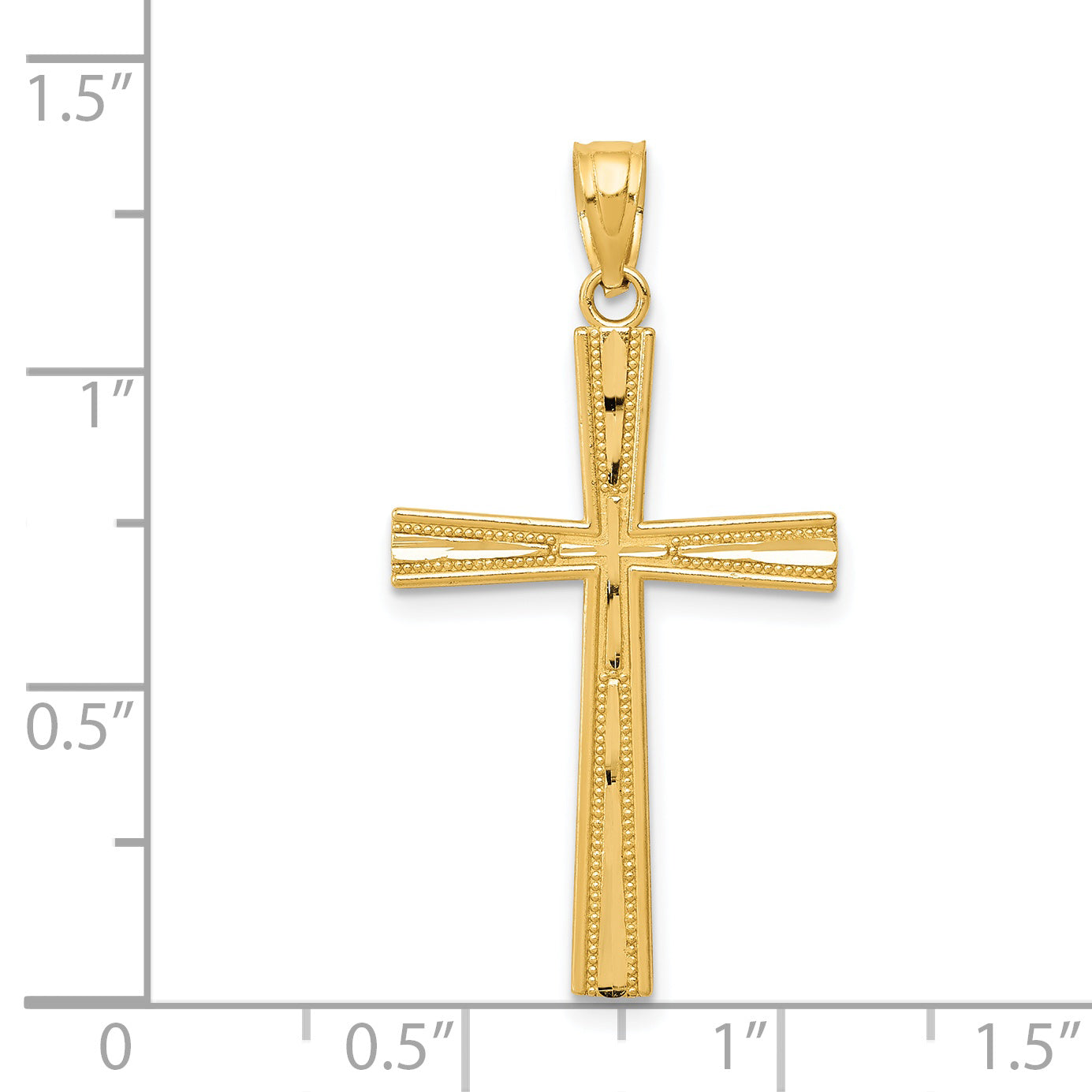 14K Yellow Gold Reversible Satin/Diamond-Cut Cross Pendant