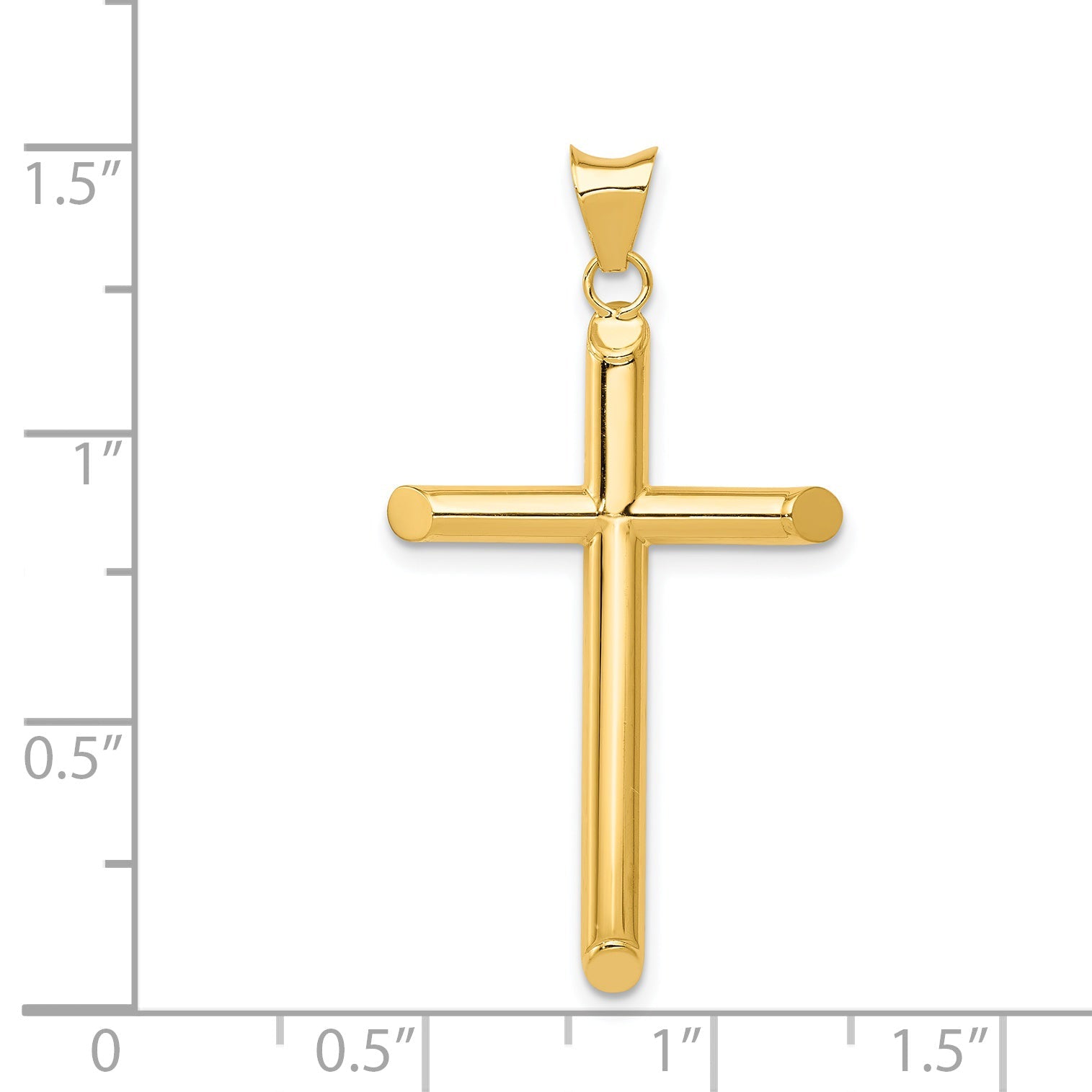 14K Yellow Gold Polished Tube Cross Pendant