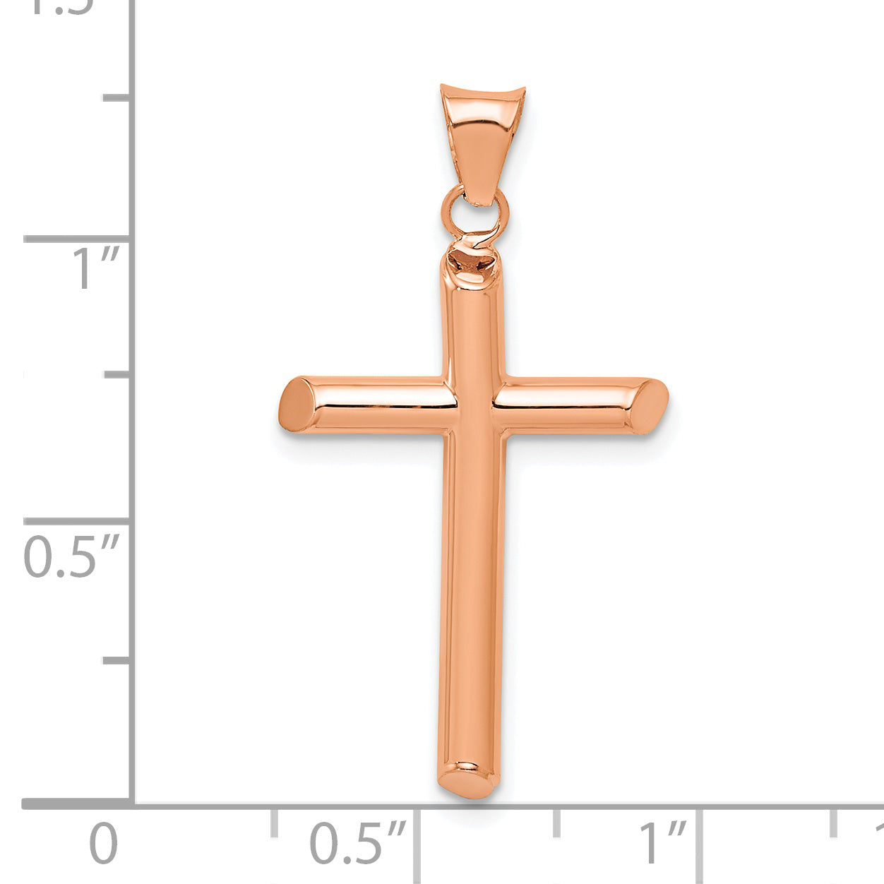14K Rose Gold Polished Tube Cross Pendant