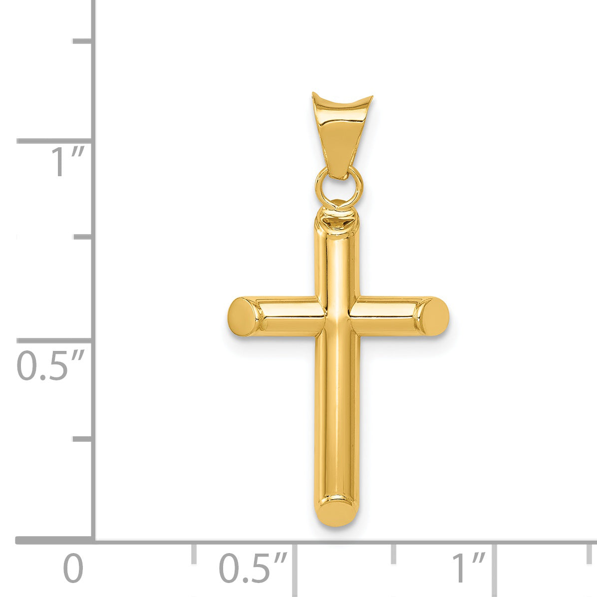 14K Yellow Gold Polished Tube Cross Pendant