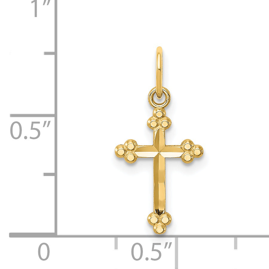 14K Yellow Gold Small D/C Budded Cross Pendant