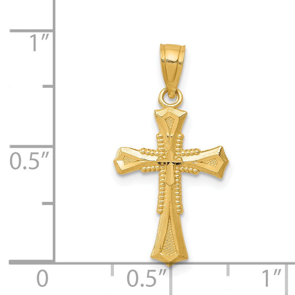 14K Yellow Gold Diamond-Cut Cross Pendant