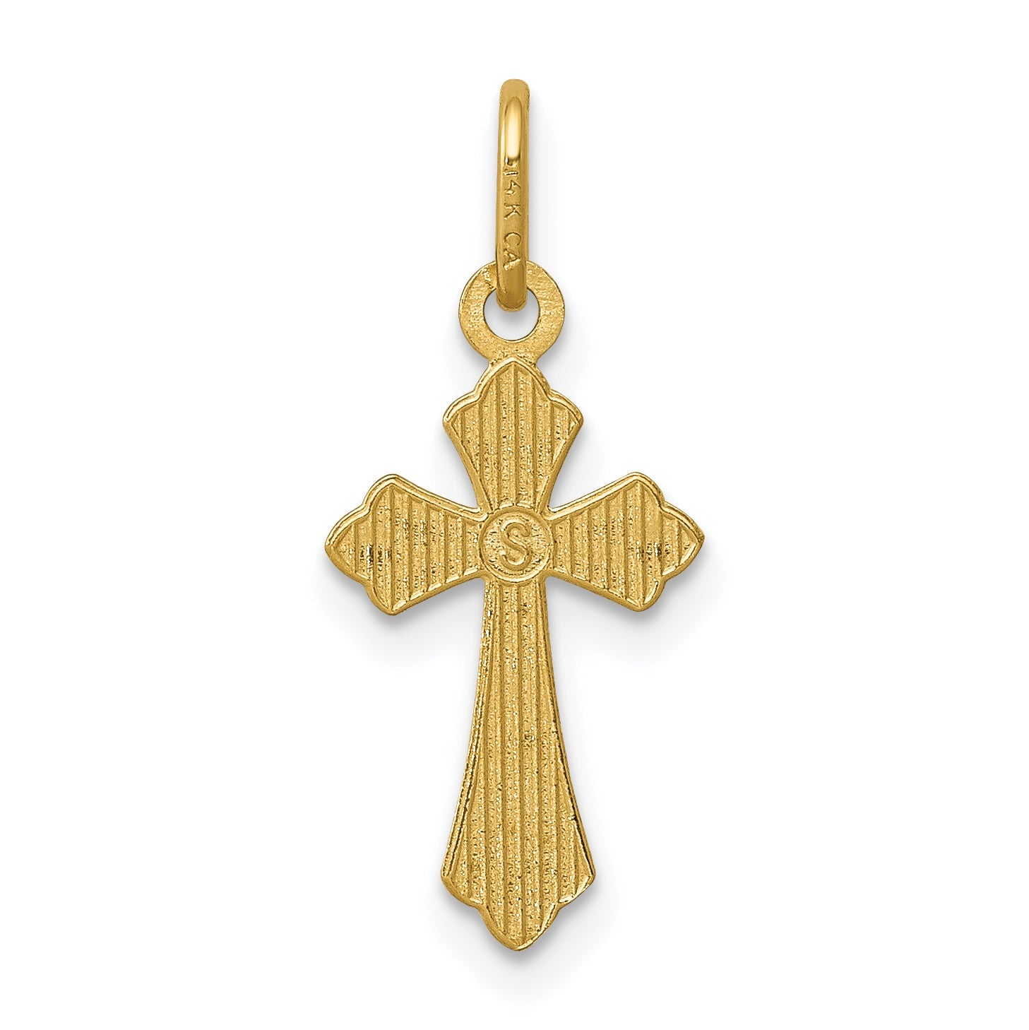 14K Yellow Gold Polished D/C Small Cross Charm