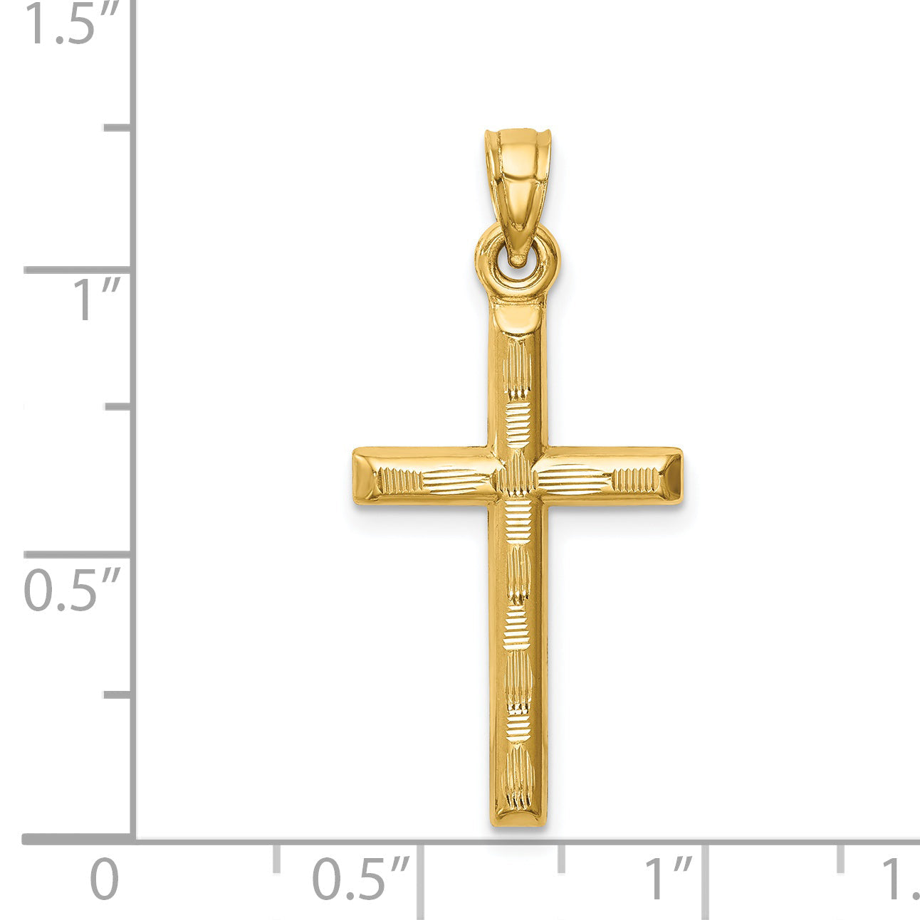 14K Yellow Gold Hollow Diamond-Cut Cross Pendant
