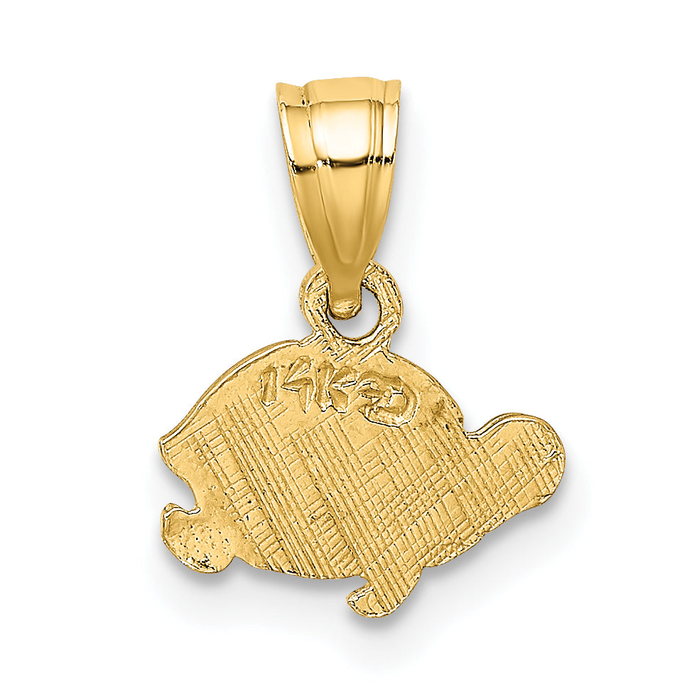 14K Yellow Gold Flat And Engraved Mini Turtle Charm