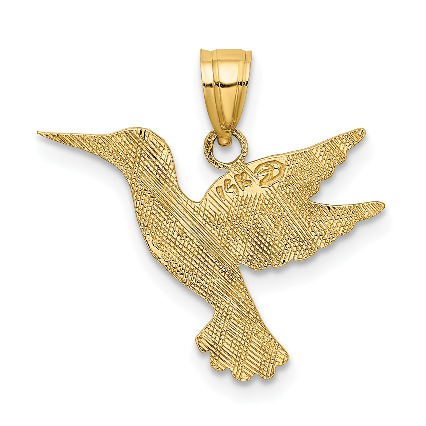 14K Yellow Gold Polished And Engraved Hummingbird Charm